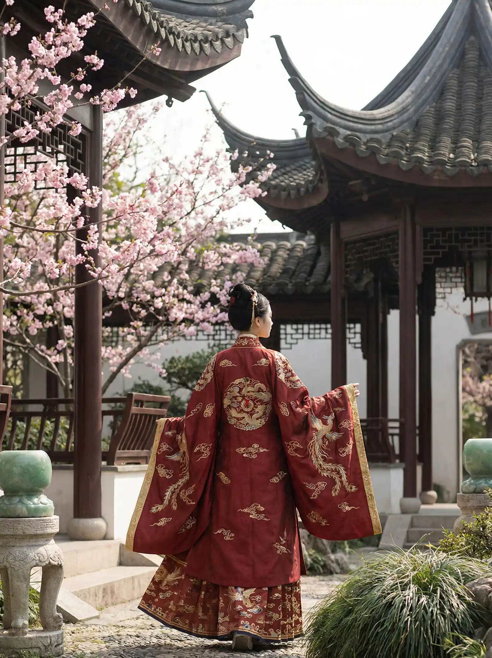 小逗逗 黑料吃瓜 明制汉服红色凤凰刺绣